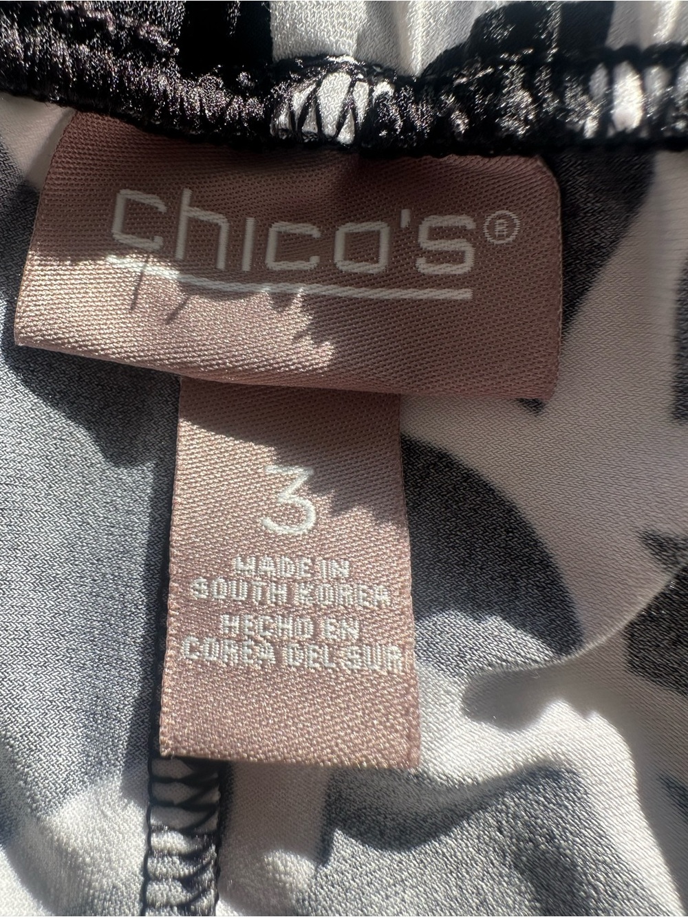 Chico's Black and White Printed Wide-Leg Pants, size XL (3) - Picture 10 of 12